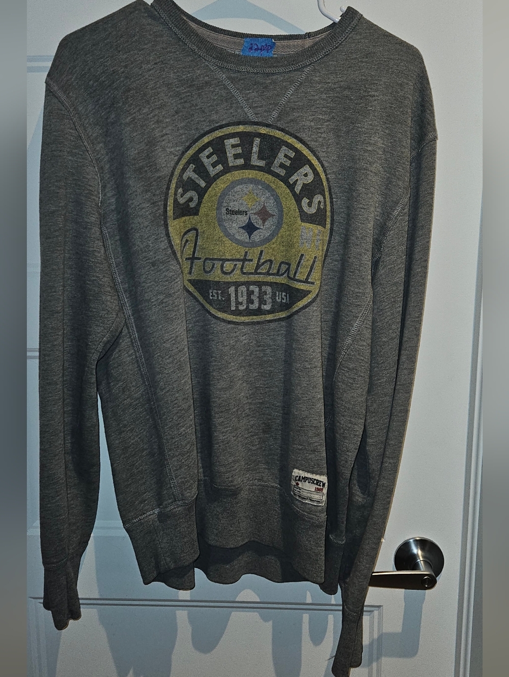 Pittsburgh Steelers Gray Crewneck Pullover Sweatshirt